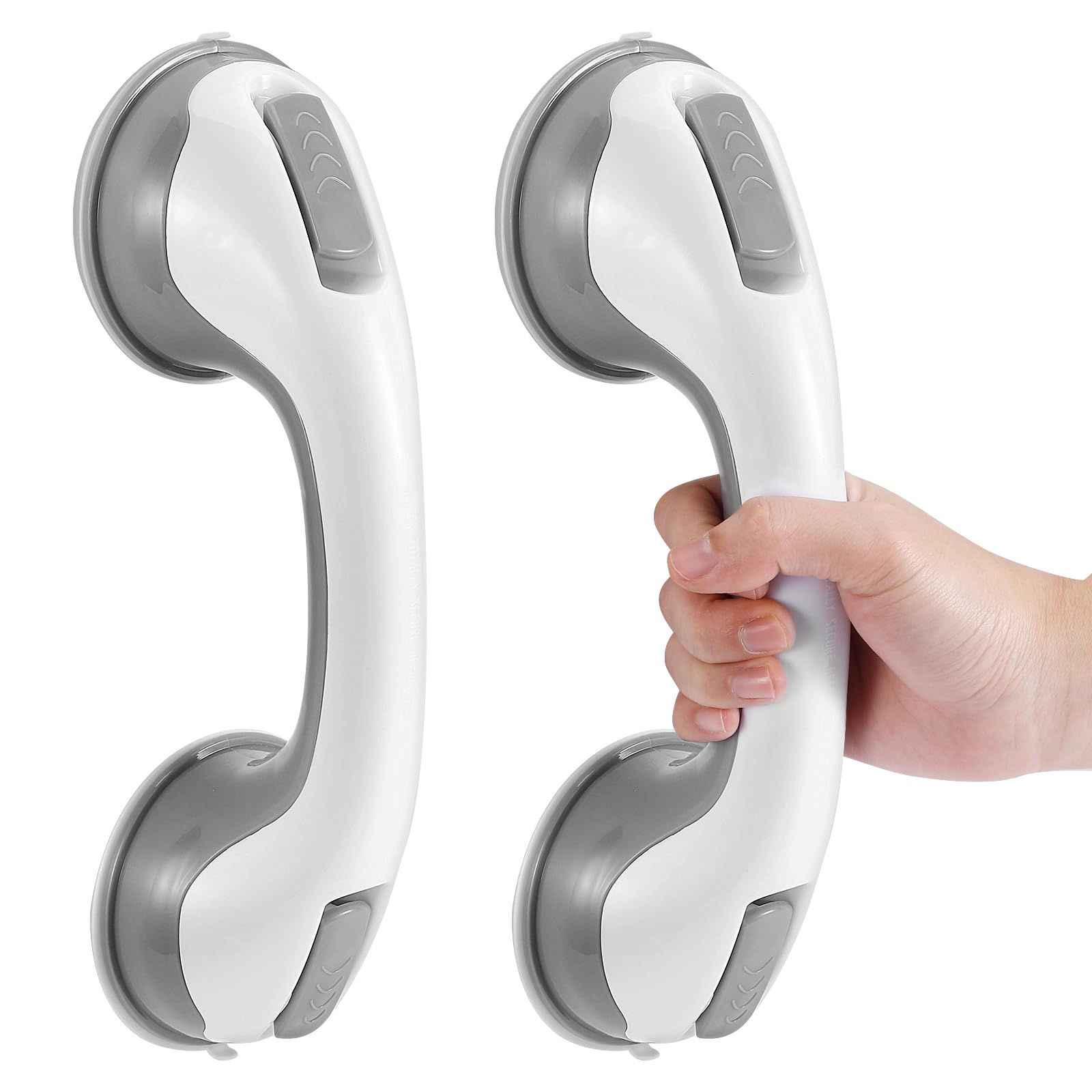 KVANT Grab Bars for Bathtubs and Showers, 12 Inch Shower Handle Strong Suction Shower Grab Bar for Shower Chair Stool, Bathroom Safety Bar for Seniors, Elderly (2 Pack)