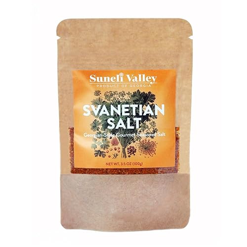 Suneli Valley Sal Svanetian de 3.5 onzas (3.53oz) Condimentos gourmet, sal saborizada ideal para pollo, pavo o verduras a la parrilla (hecha en