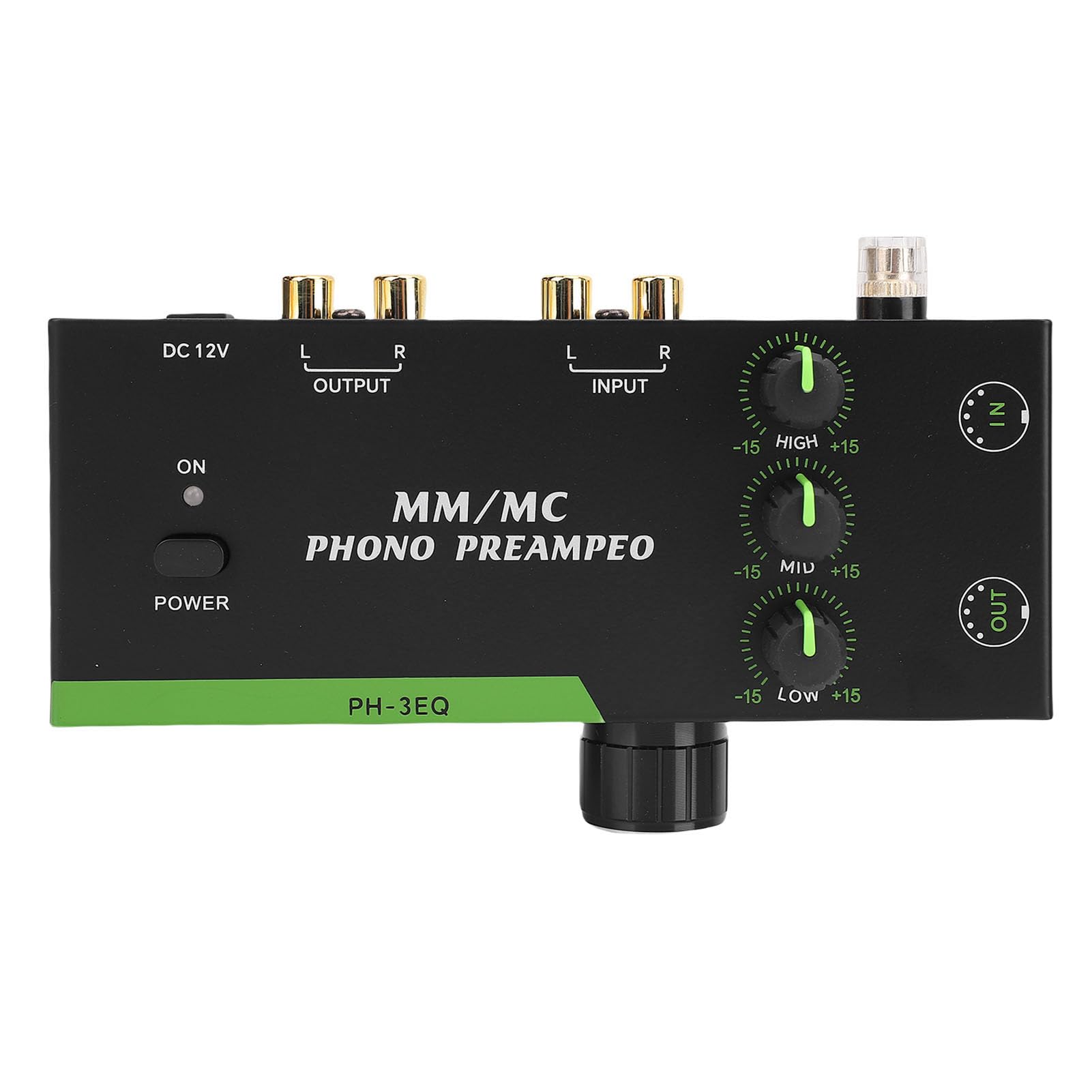 SIXRUN MM MC Phono Preamp Professionale Preamplificatore Fonografo Stereo con Ingresso Uscita XLR a 5 Pin, Cuffia 3.5mm e Controllo Regolabile di Frequenza Alta Media Bassa per (Spina europea)