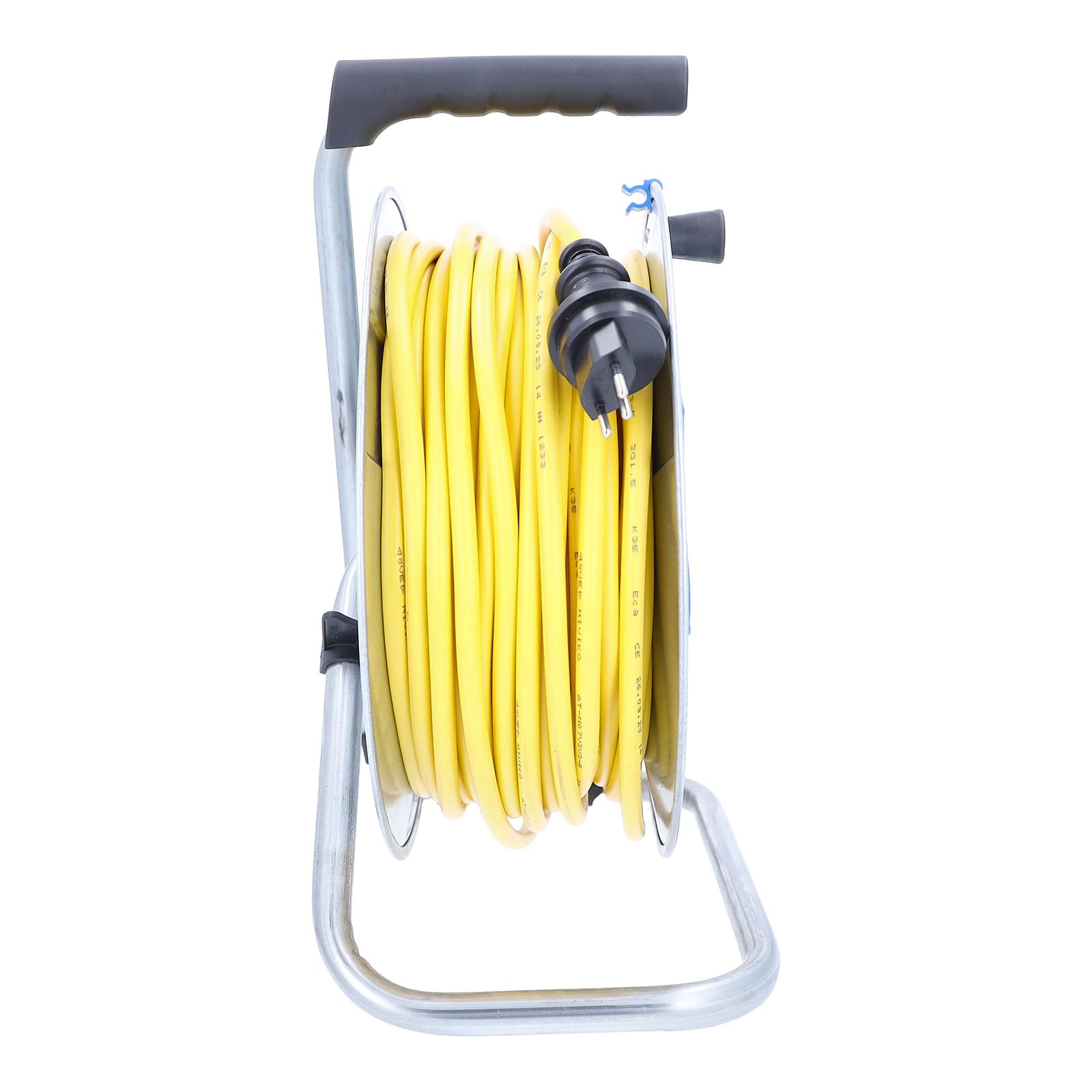 as - Schwabe avvolgicavo 50 m AT-N07V3V3-F 3G2,5, IP44 esterno, con spina SEV T13 IP55, 3 prese Tipo 13, interruttore termico di protezione, tamburo in lamiera d’acciaio zincata, Made in Germany