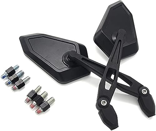 Espejo universal para motocicleta, 8MM/10MM, Negro, Rectangular, Convexo, Montaje en Manillar, Trasero, Ajuste Universal