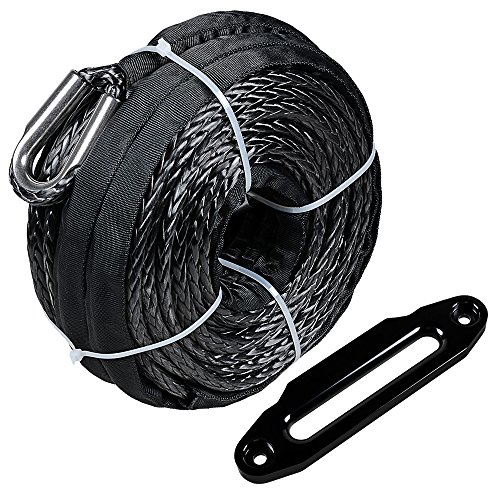 Anzio Grey Synthetic Winch Rope Line Cable Kit 95'x3/8