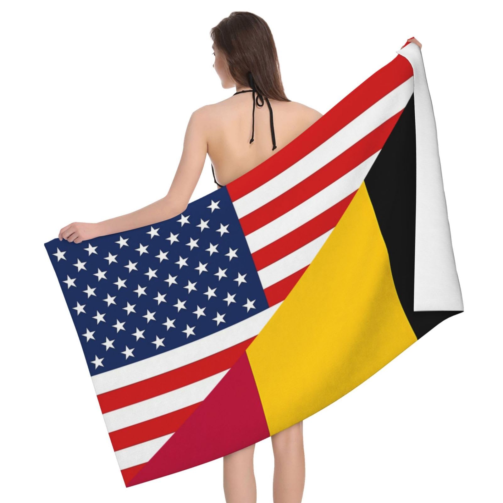 HLBSDM Microfiber America Flag and Belgium Flag Beach Towel Quick Dry Soft Sand Free Beach Towels for Pool Swim Beach Lightweight Thin Towels