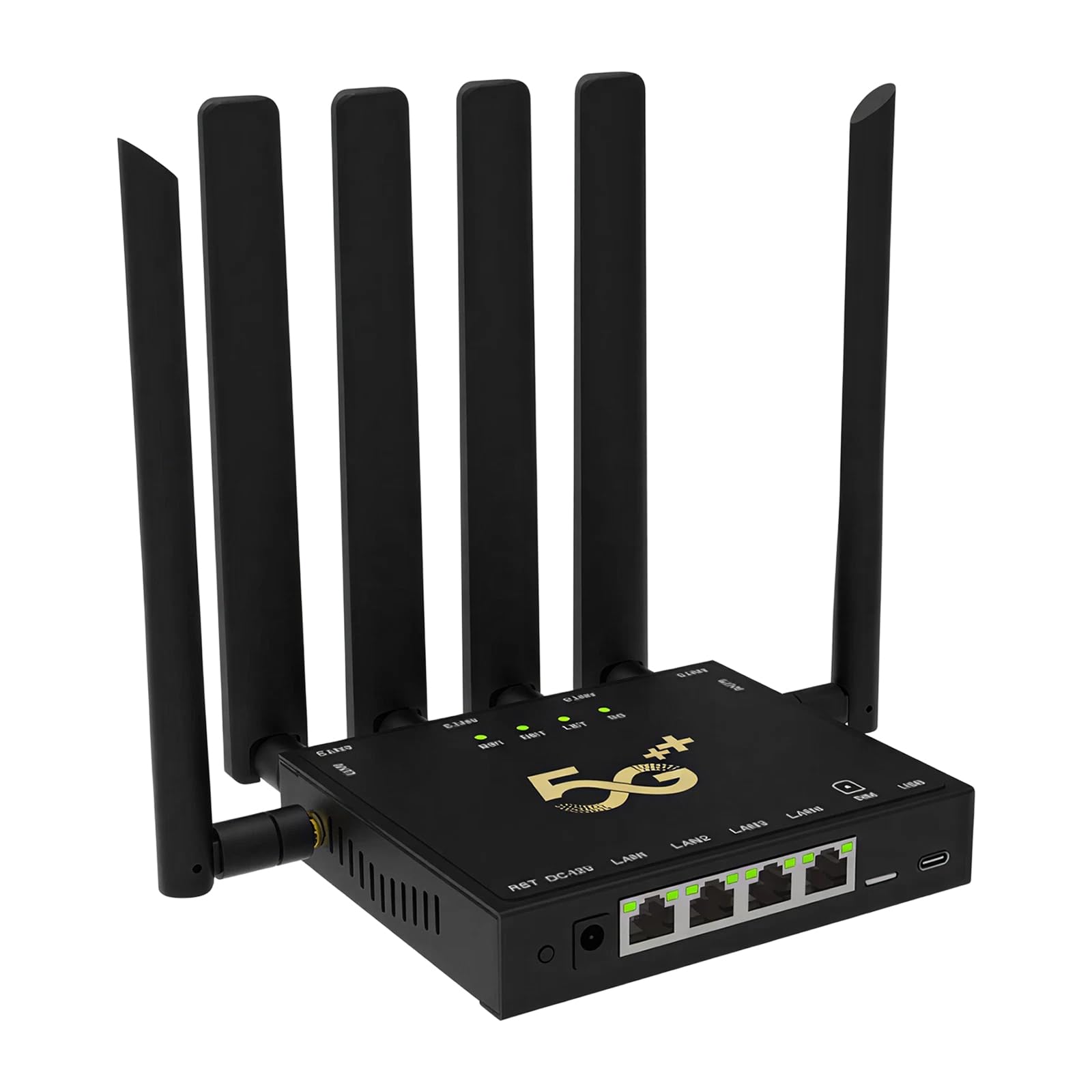 Router 5G WiFi 6, 6 antenne, scheda SIM, porta LAN Gigabit | Cassa in metallo, doppia banda 2,4 e 5,8 GHz, accesso 5G 4G, Casa Ufficio Zone senza fibra