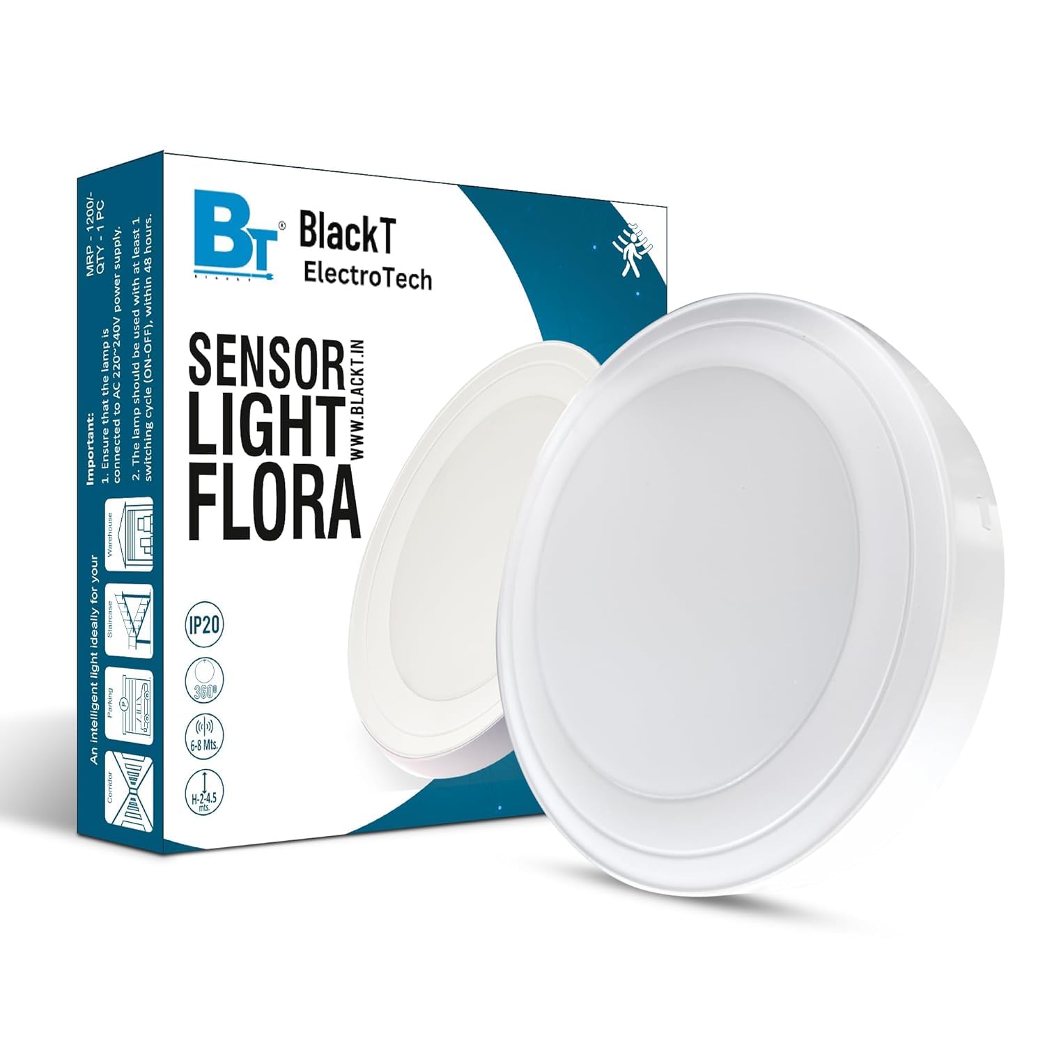 Blackt Electrotech BT33CWRS 18W Radar Microwave Motion Sensor LED Light - Auto Dimming, Surface Mount, Ideal for Home, Stair, Parking, Lobby - 6500K (1) (B0C661XXT8) Amazon Price History, Amazon Price Tracker