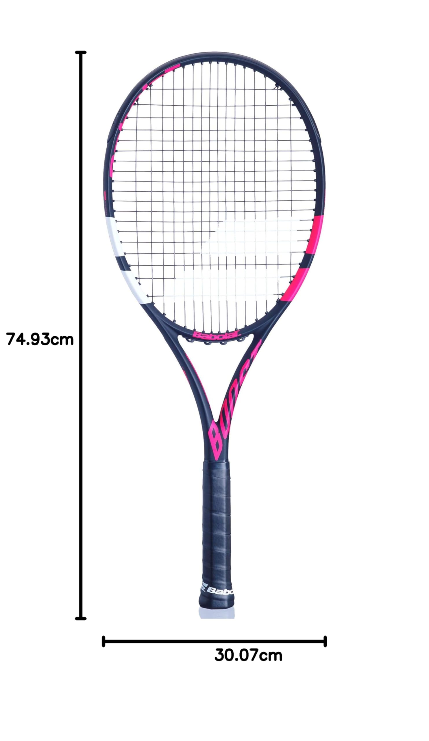 Babolat Boost Aero damska rakieta tenisowa dla dorosłych, sznurki, rozmiar 2, czarna/różowa/biała
