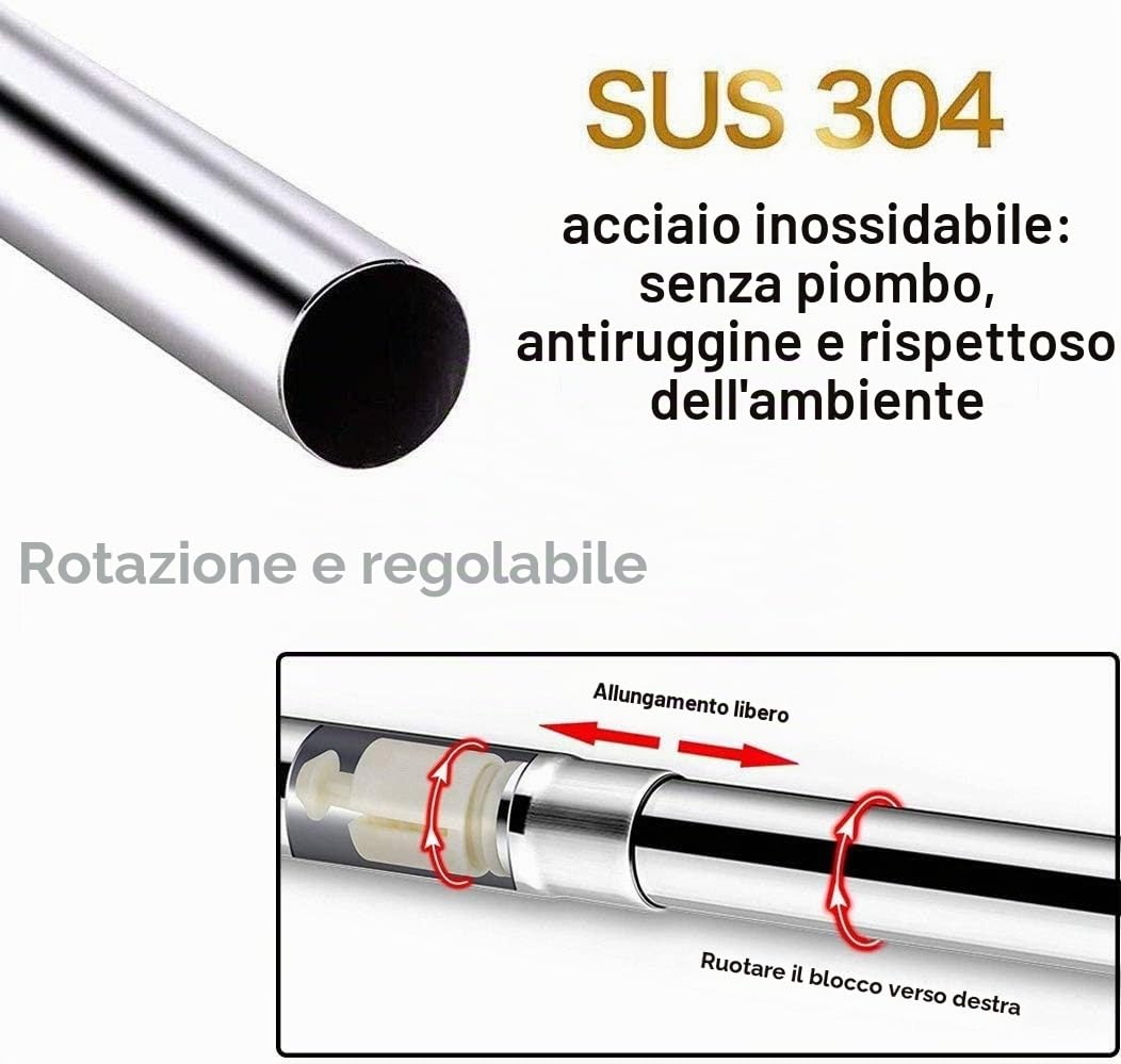Asta per Tende da Doccia Angolare L Shaped Telescopica Barra Bastone Tenda Doccia A Pressione 304 Acciaio Inossidabile per Bagno Negozio di Abbigliamento (Size : 80 to 100 x 80 to 100cm)