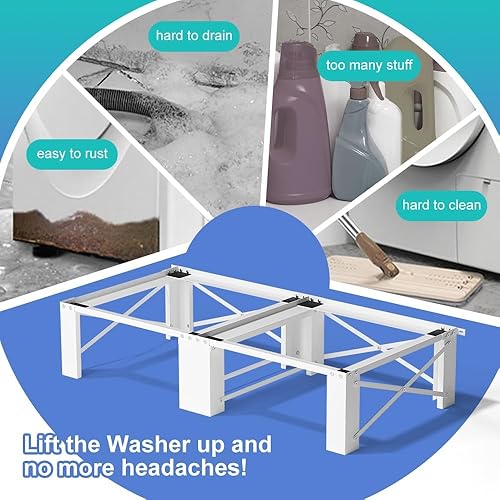Miniatura 6 de LUCKUP Paquete de 2 pedestales de lavandería de 29 pulgadas, resistentes para lavadora y secadora, soporte elevador antivibración, antideslizante,