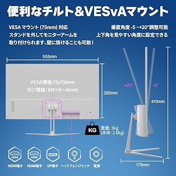 【訳あり】　ゲーミングモニター　cocopar HG-238H ホワイト HG-238HW – モバイルモニター・PCモニター・液晶ディスプレイ