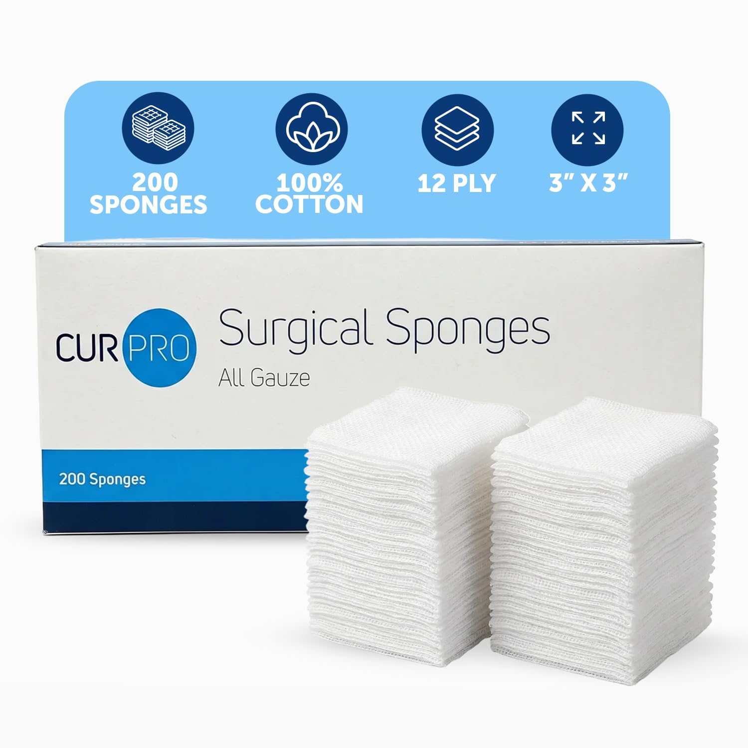 Dynarex Surgical Gauze Sponges, Non-Sterile Pads for General Cleaning and Wound Packing, Made from 100% Absorbent Cotton, 4" x 4," 12-Ply and Latex-Free, 1 Box of 200 Dynarex Surgical Gauze Sponges — Amazon image 11