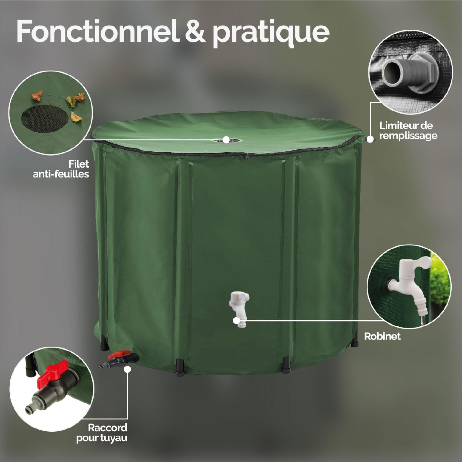 Linxor - Depósito de Agua de Lluvia Plegable - 750 L - 2 Colores