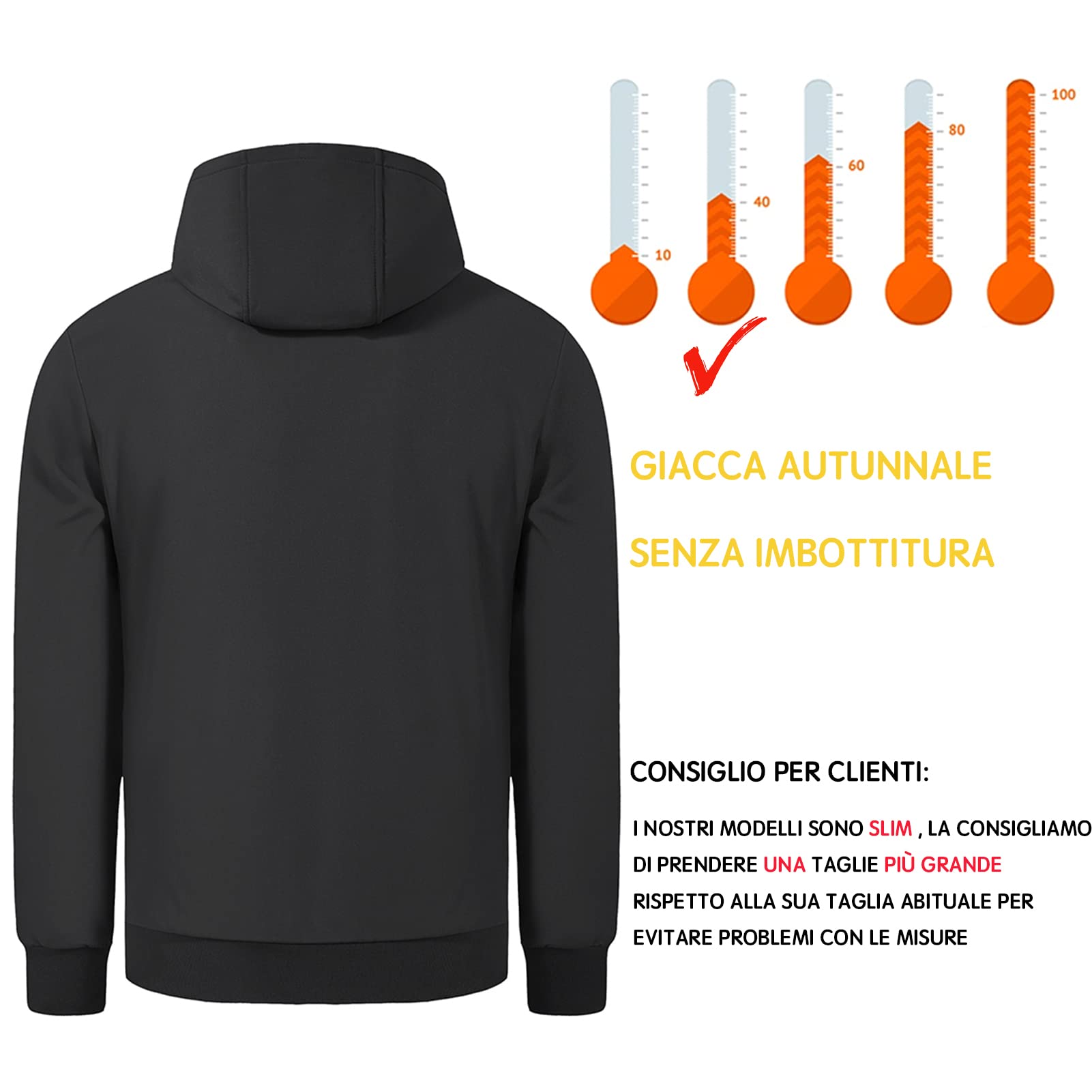 TONY BACKER Giacca Jacket Uomo In Softshell Impermeabile Antivento con Cappuccio Giubbotto Caldo Per Trekking Casual 6860