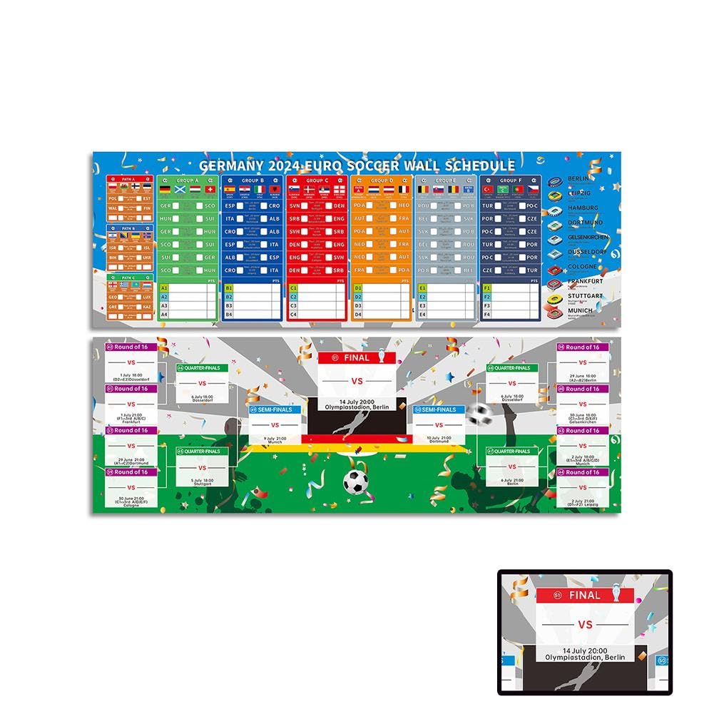 Amazon｜2024年ユーロサッカーウォールチャート、2024年欧州選手権結果の記録、2024年ユーロサッカー選手権ポスタースケジュール、2024年ユーロ備品ポスター、バー、リビングルームの装飾用/1339(Color:British  Time Zone,Size:2pcs)｜トイレ収納 ...
