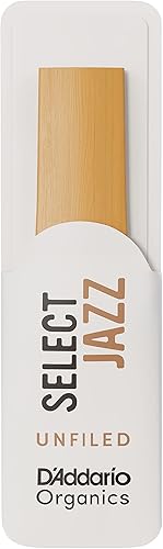 Miniatura 33 de D'Addario Organic Select Jazz Unfiled - Cañas de saxofón soprano – Cañas de saxofón – Selladas individualmente – 3 medianas, paquete de 10