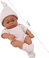 Vista 9 de Juguetes para bebé, muñeca realista para niños, viene con 1 juego de ropa, 1 diadema, cuerpo completo de silicona suave negra, juguetes educativos