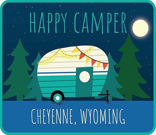 Cheyenne Wyoming Souvenir 4 Inch Fridge Magnet Happy Camper
