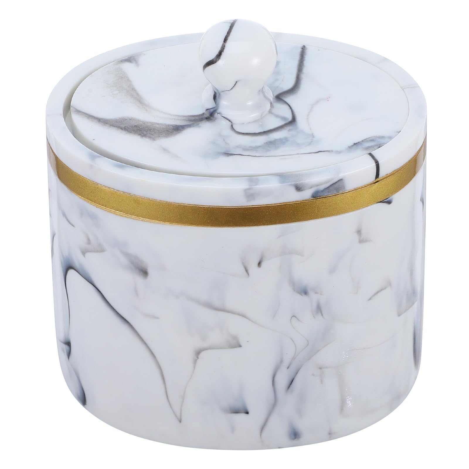 Boîte de rangement coton-tiges Healvian effet marbre avec couvercle