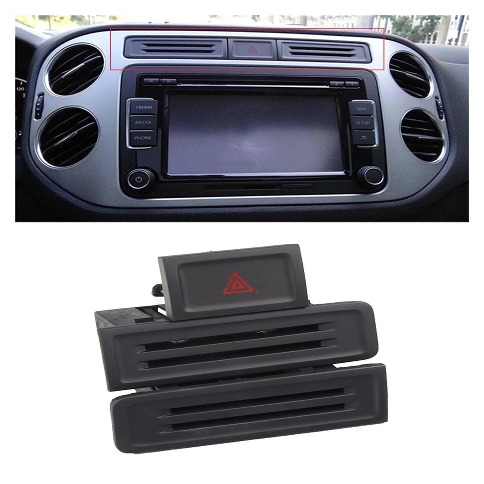 Warnblinkschalter-Knopfkartenkasten passend for VW Tiguan MK1 Rline 5N 2008-2017 5N0953509 5N0953509B 5N0858373A(1 set-01)