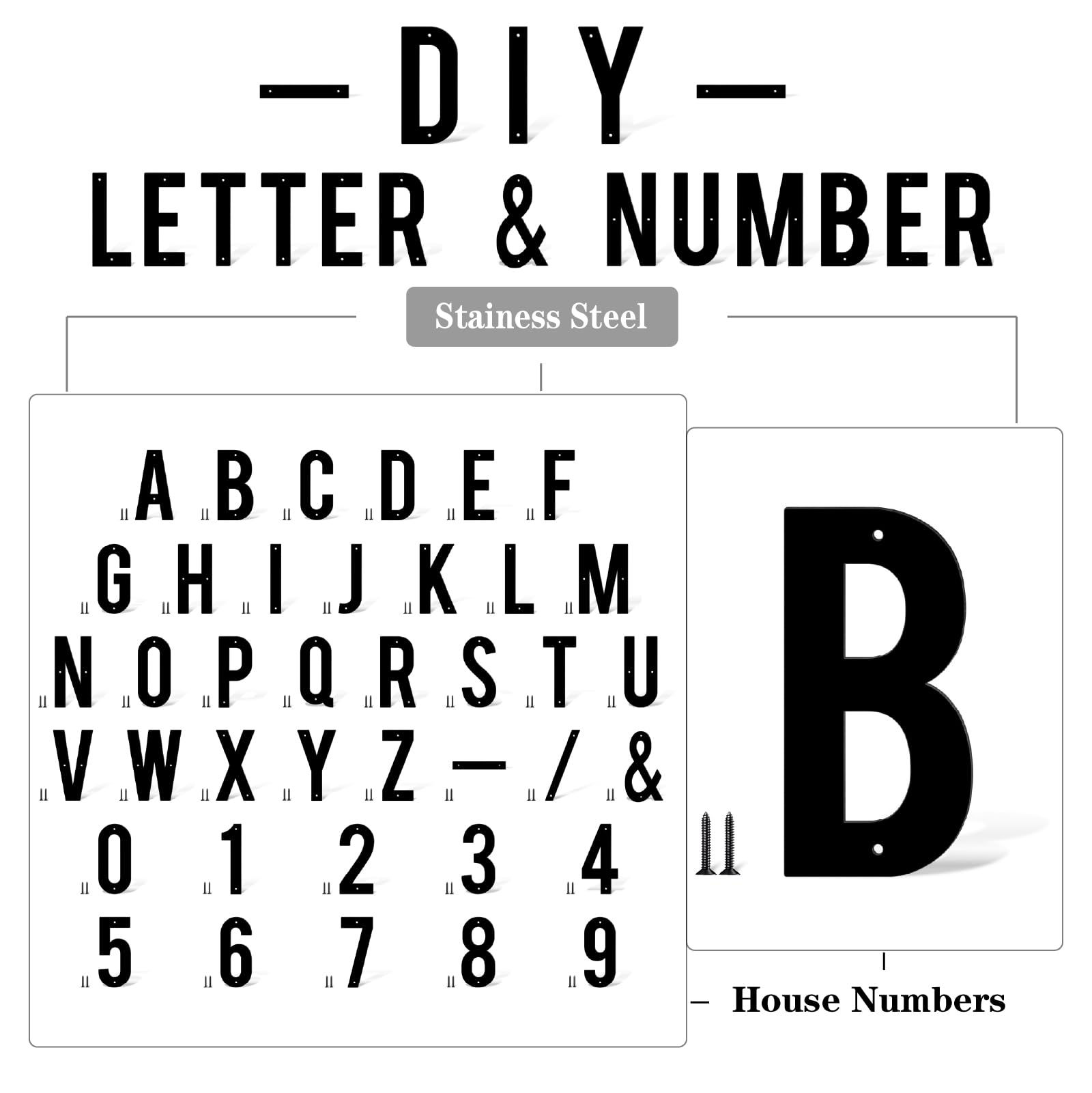 Números de puerta y letras de acero inoxidable de 50,8 cm, color negro, modernos números de buzón y números de casa para exteriores, números de dirección para casa o apartamento (G)