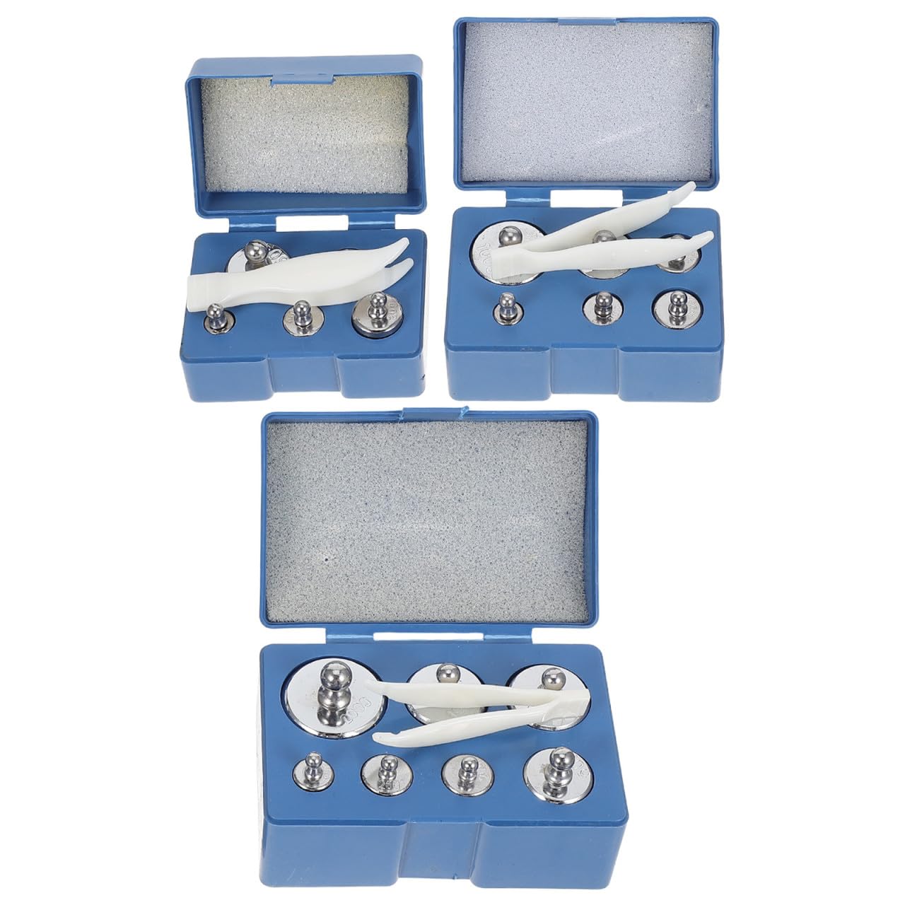 3 Cajas Kit de Pesas de Calibración para Balanzas Electrónicas de Laboratorio Diseño de Caja Separada y Acero Pulido para Entornos Farmacéuticos Laboratorio