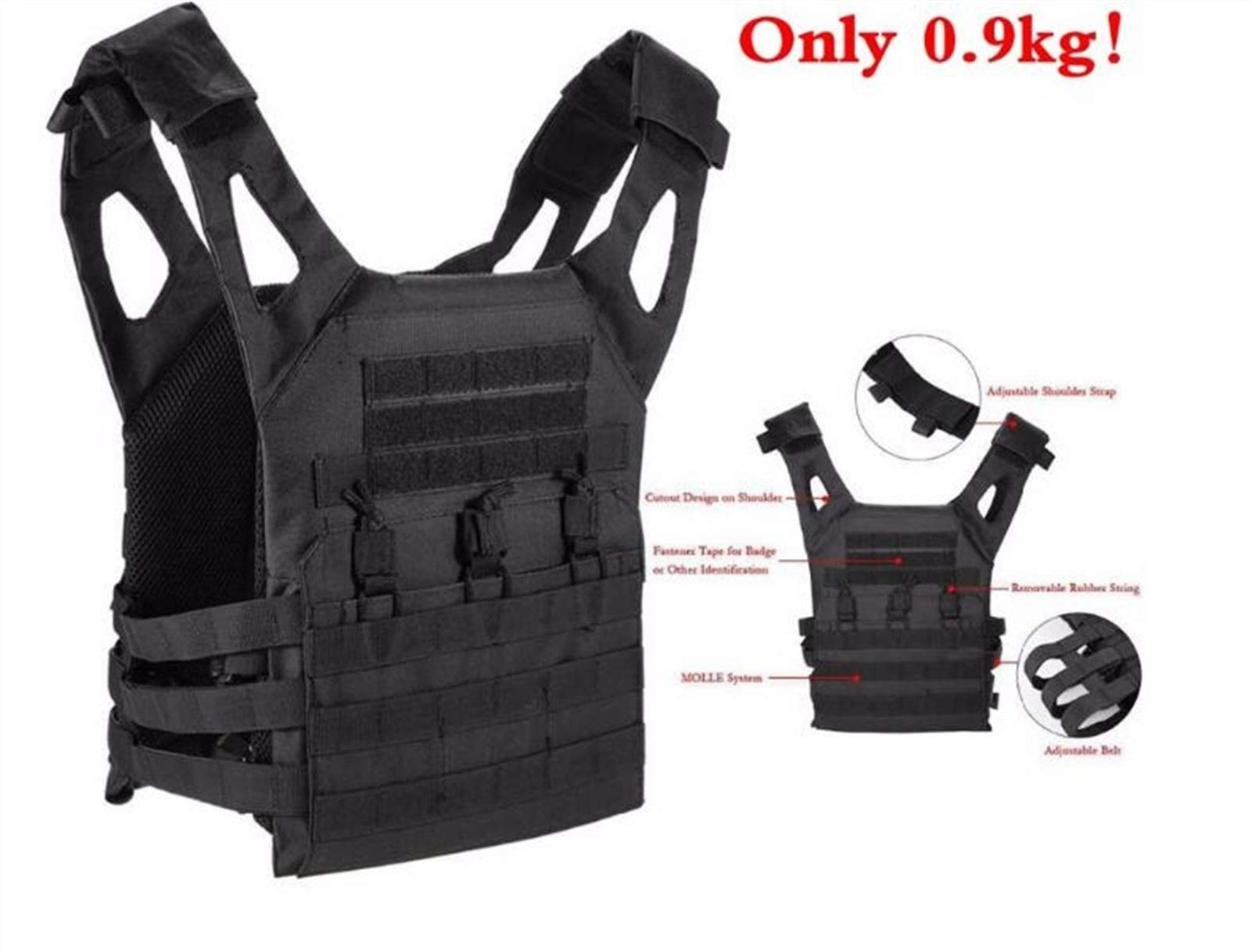 Gilet Tactique Molle Peminkoo - Nylon 600D - Réglable - Pour Airsoft, Chasse, Outdoor