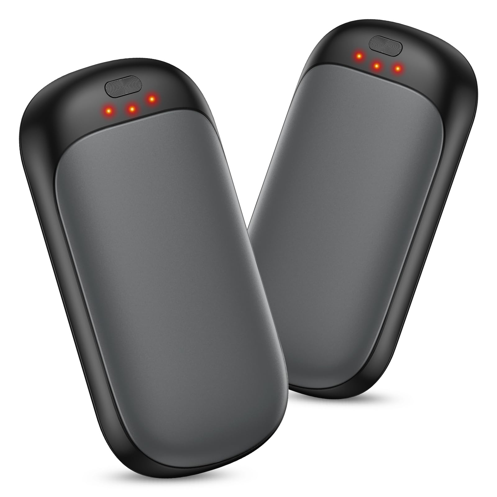 Wasuka Rechargeable Hand Warmers, 2 Pack Electric Pocket Handwarmers, 3 Heat Levels, Reusable USB Hand Warmer, Portable Hand Heater for Golf, Hunting, Camping, Winter Gifts for Men Women (Grey)