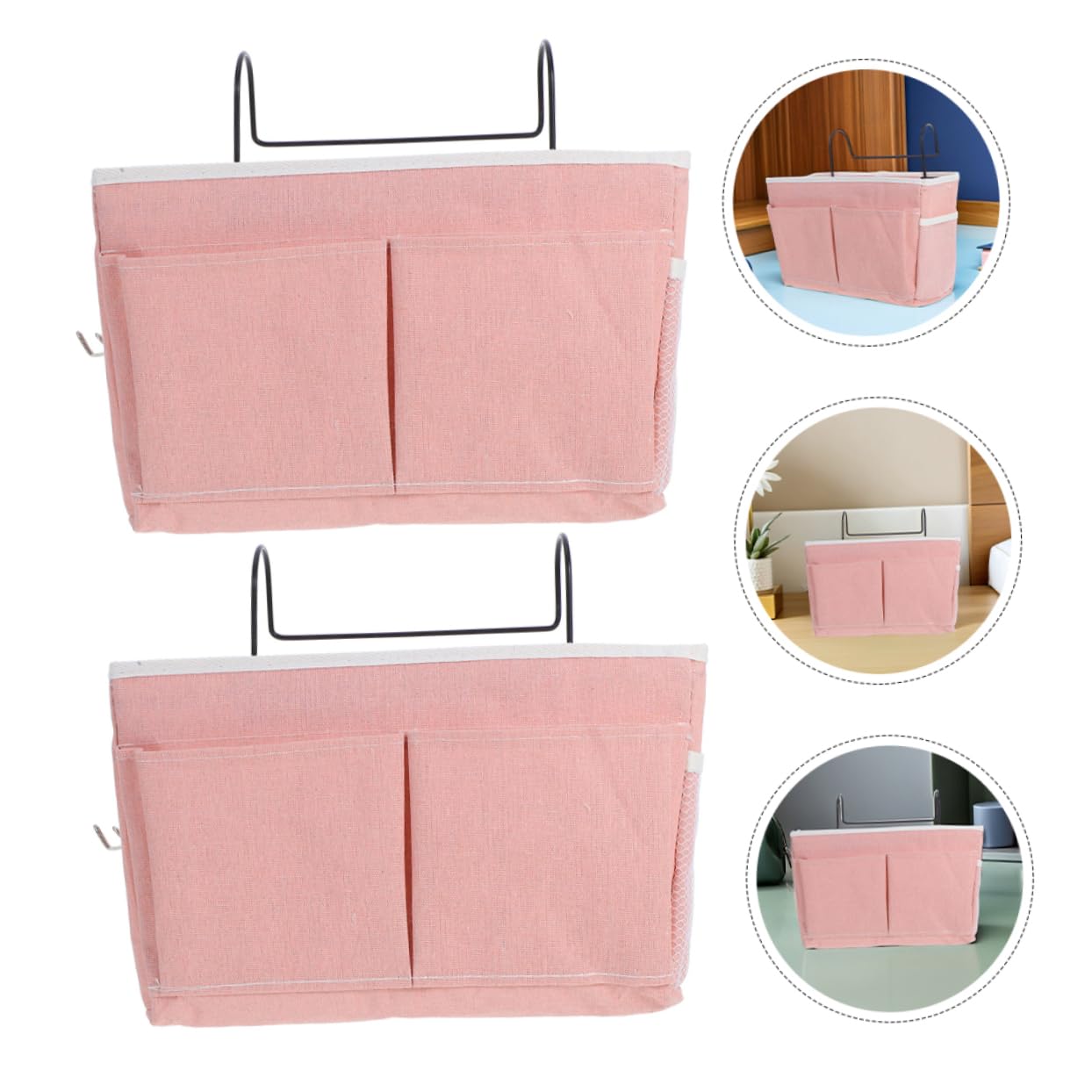 IMIKEYA 2pezzi Borsa Portaoggetti da Appendere in Tessuto Organizer per Libri e Oggetti Essenziali per Letti Castello e Dormitori con Tasche per Comodino