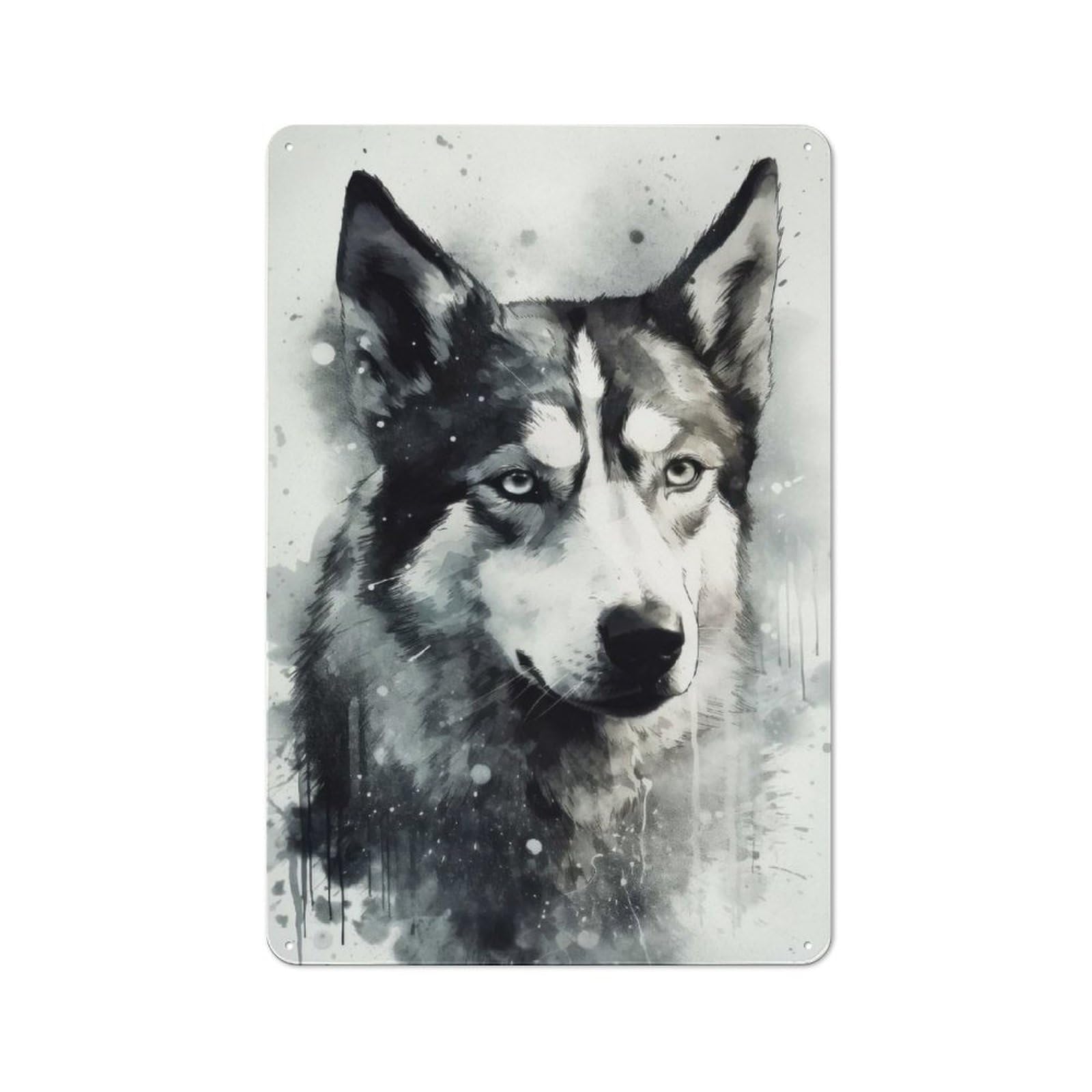 Junmoney Siberian Husky Dog Charm Metal Wall Sign 30X20cm Featuring For Garage Wall, For Themed Room Decoration, For Living Room And Hallway Decor