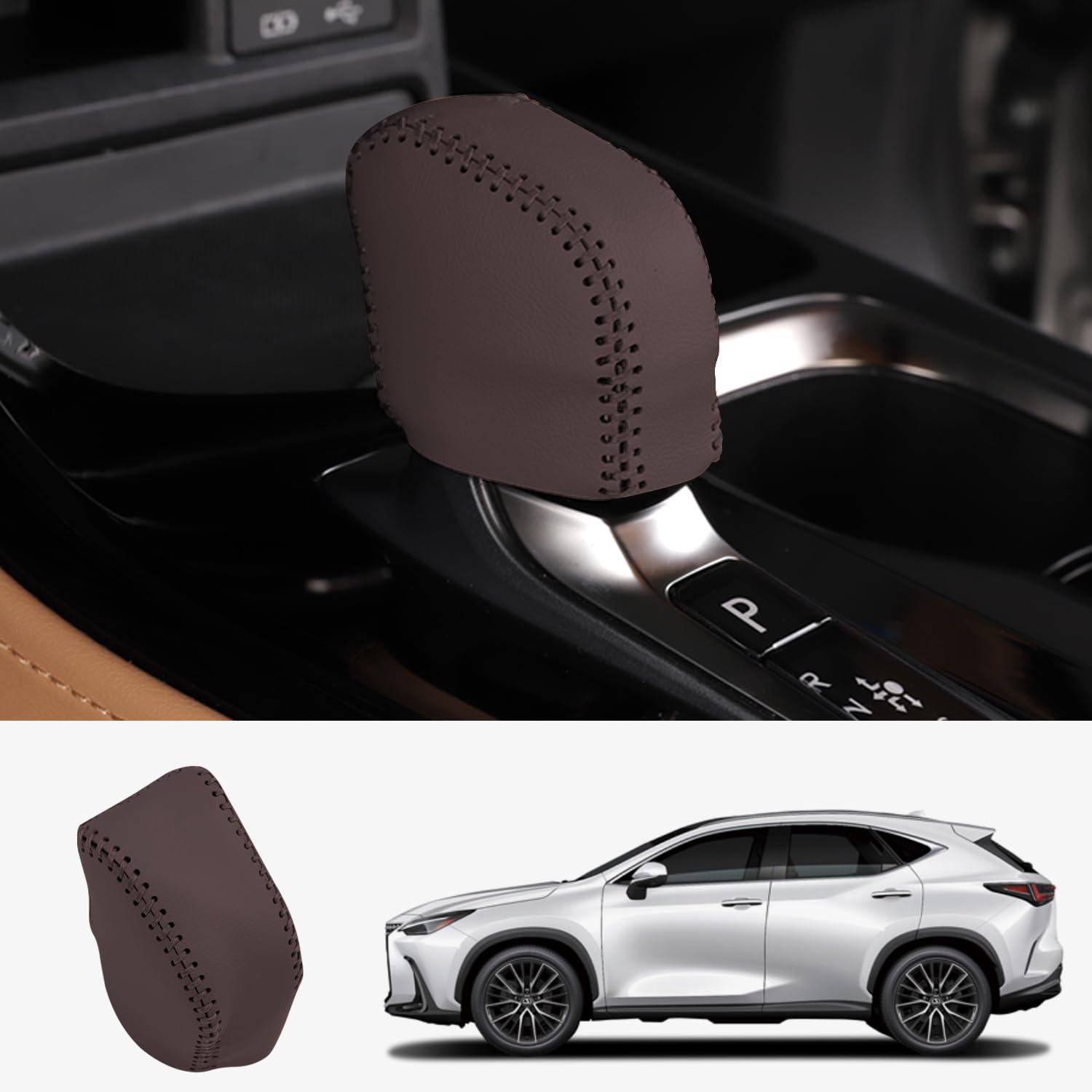 Custom Interior Accessories for Lexus NX 250 350 350h 450h+ 2022 2023 RX 350 350h 450h+ 500h Leather Automatic Gear Shift Knob Cover, Transmission Boots Shift Lever Sheath