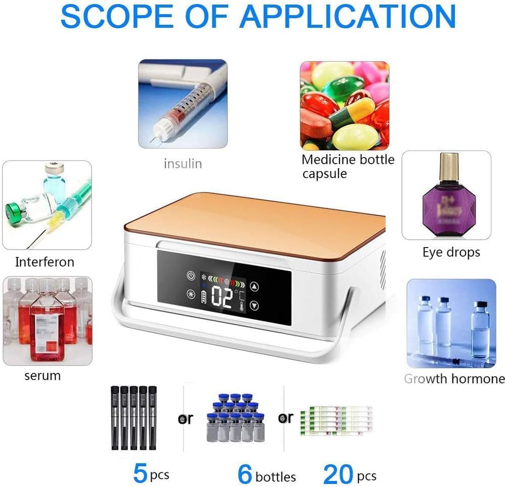 DARZYS Insulin Refrigerated, Insulin Cooler Box, Portable Car Travel Refrigerator Cold Carrying Box Drug Reefer, for Diabetic Insulin Refrigerated
