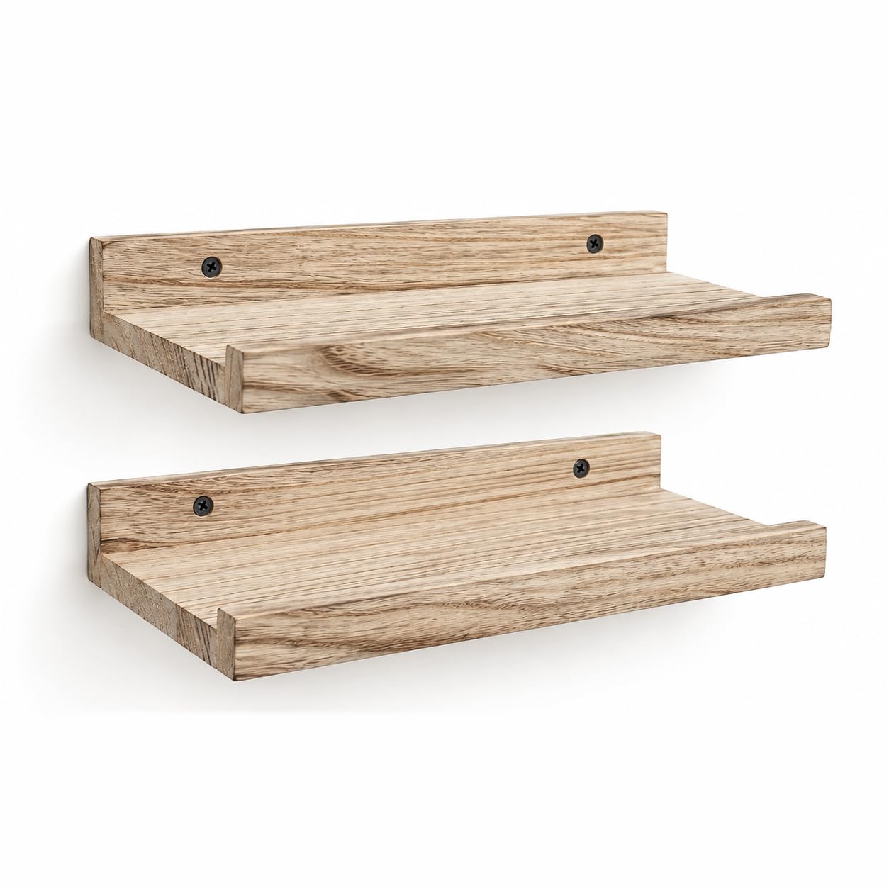 Z metnal Mini Floating Shelves, Natural Wooden Display Wall Shelf, 2 Pack
