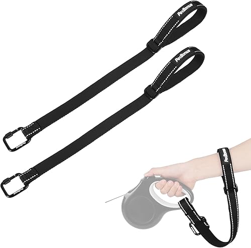 Miniatura 13 de PetBonus Correa de muñeca para perro, correa de seguridad para correa retráctil, correa reflectante corta para pasear perros con mango acolchado