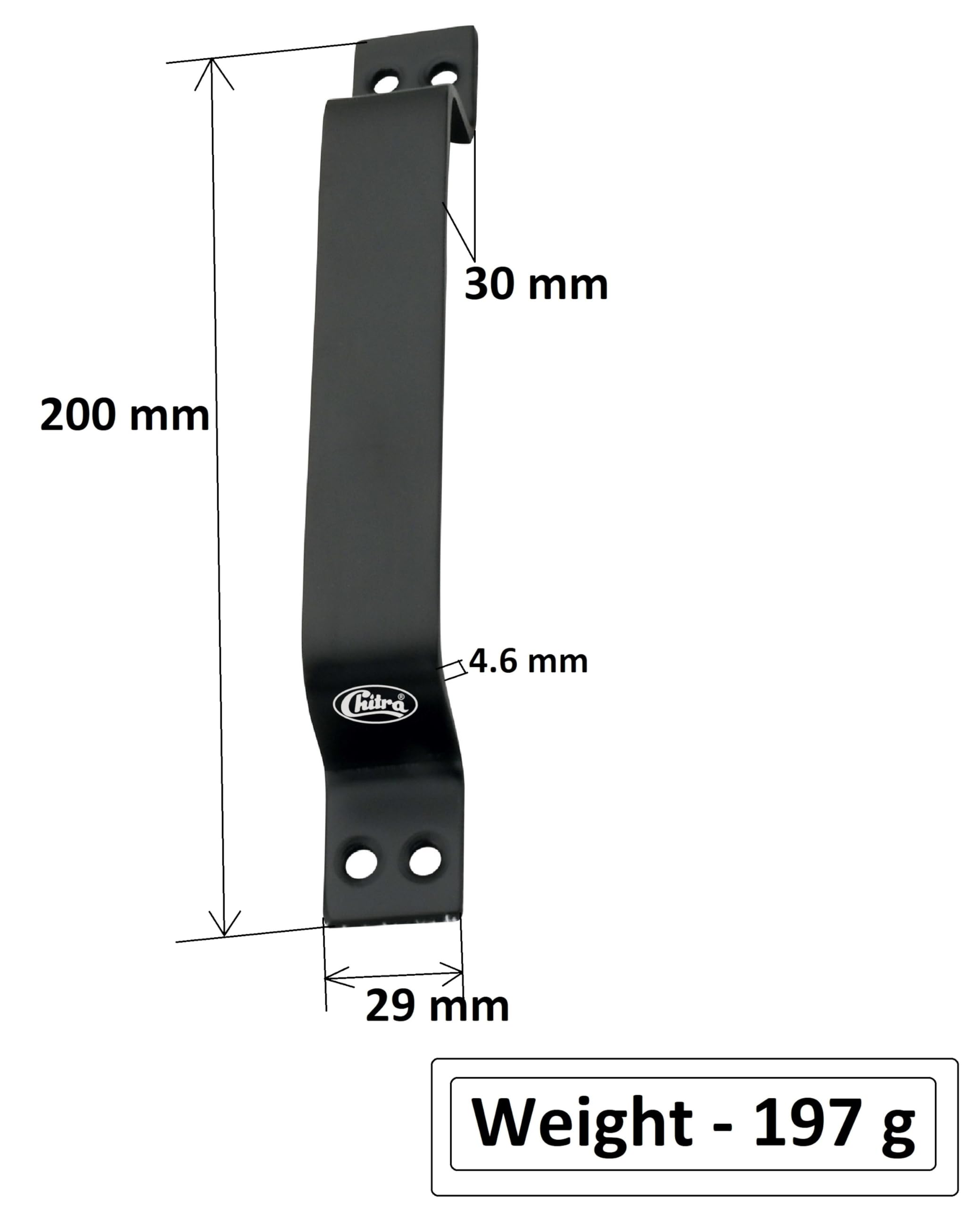 Chitra Wave Stainless Steel Heavy Door Fitting Accessories Full Set/Kit (1 Aldrop, 1 Latch, 2 Handles, 1 Tower Bolt and 1 Door Stopper) (10 Inch, Black) — Amazon image 5