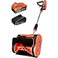 MZK Cordless Snow Shovel, 20V 12-Inch Battery Powered Snow Thrower, Battery Snow Blower with Directional Plate & Adjustable Front Handle(4.0Ah Li-ion Battery & Fast Charger Included)