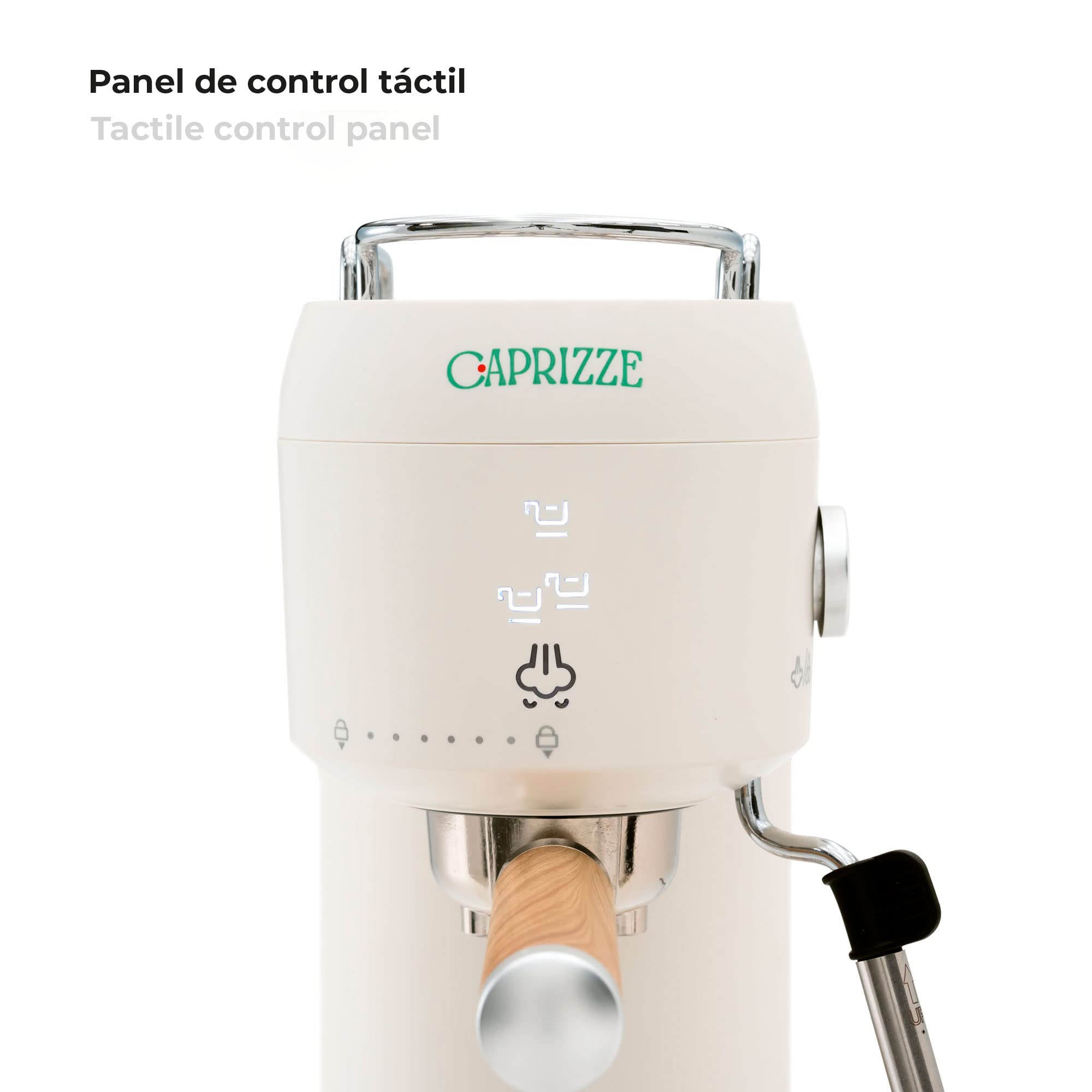 Cafetera Express Semiautomática Caprizze Hikari 1400 W 20 Bares con Vaporizador y Espumador USB incluido Color Blanco Mate