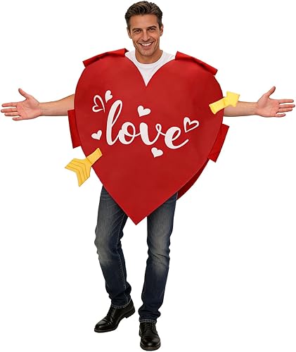 Heart Costume Adult, Valentines Day Costume with Love Red Heart for Anniversary Supplies Women Men Heart Costume Adult, Valentines Day Costume with Love Red Heart for Anniversary Supplies Women Men