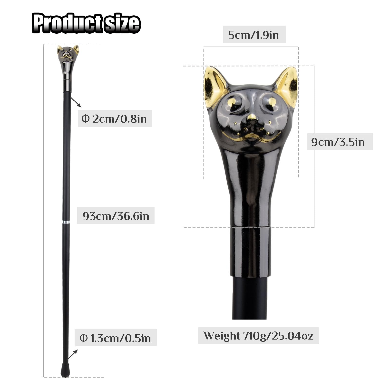 Bastón para Gatos Cat Gentleman, de Dos Piezas Antideslizante y Extraíble para Personas Mayores con Movilidad Reducida 36 Pulgadas
