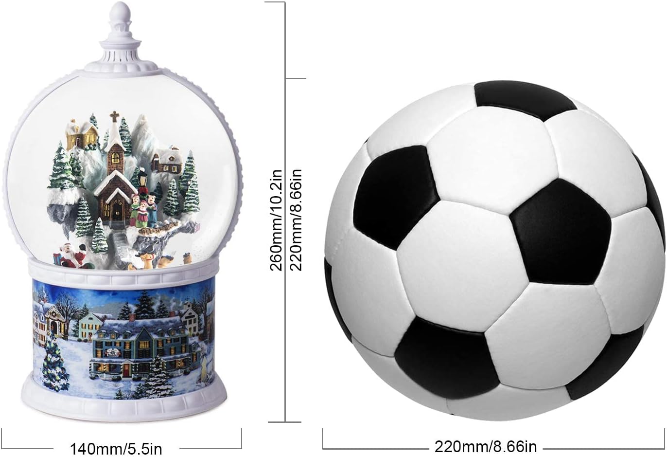 Large Christmas Snow Globes,Santa, Rotating Train, Family Scene, 10.2-inch Music Box Featuring 8 melodies and 6-Hour Timer, USB&Battery-Powered, Gift for Men and Children Indoor Christmas Decoration - Image 5