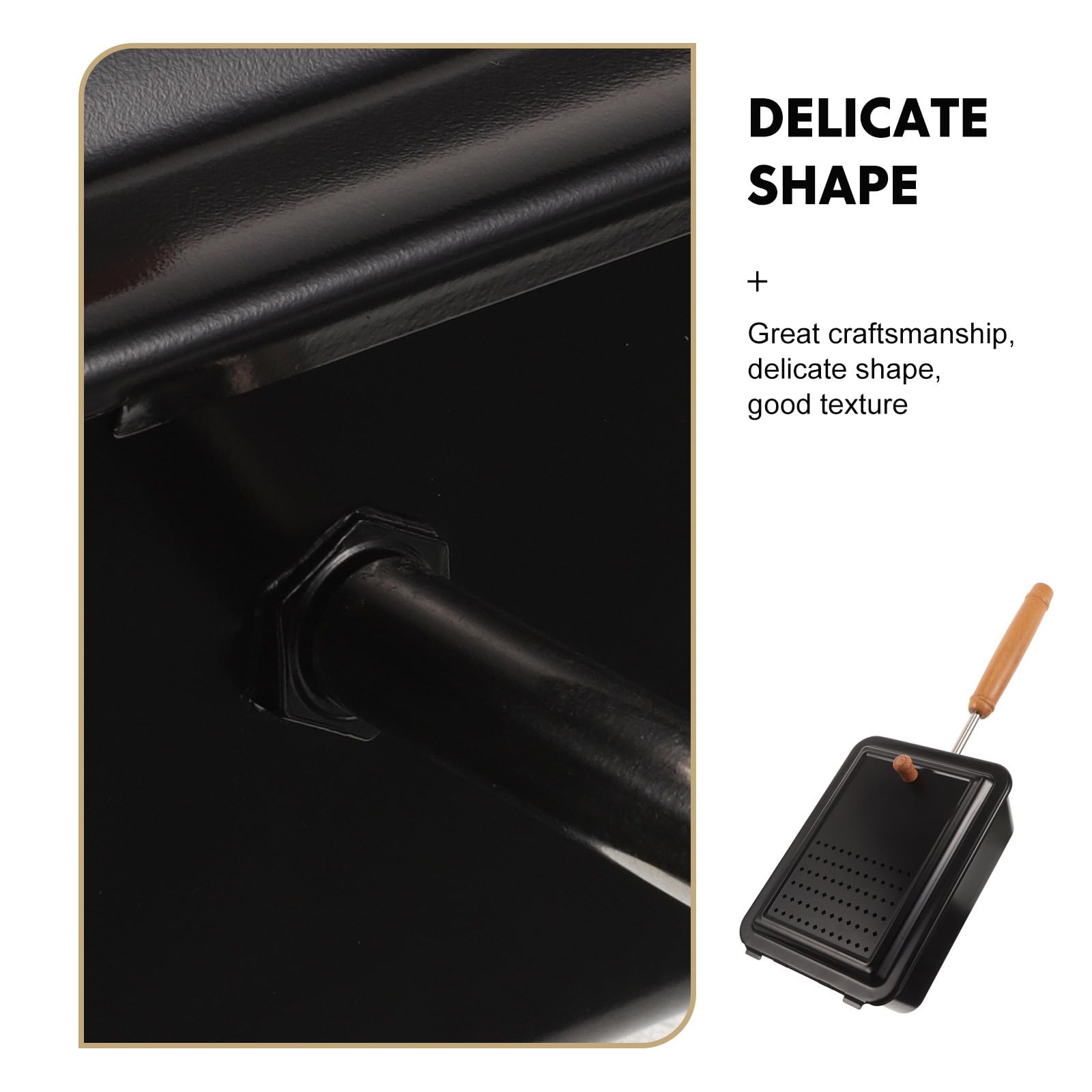Operitacx Palomitera con tapa ventilada - Sartén para palomitas de maíz de 26,2 x 19,5 x 10 cm con mango de madera - Sartén rectangular pequeña de hierro para cocinar, ideal para noches de cine y