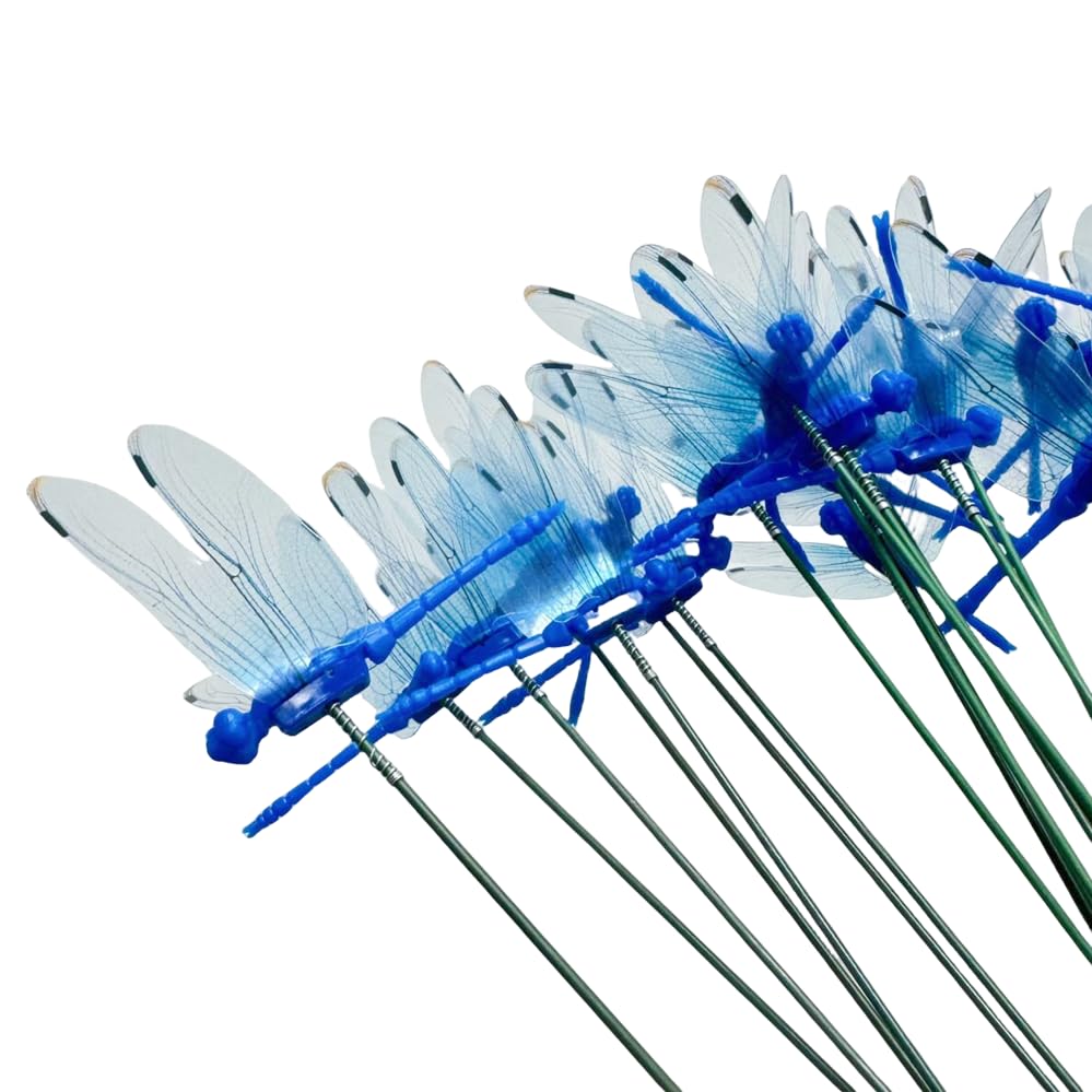 Garden Dragonfly Stakes with Sticks,3D Removable Fake Dragonfly,10" Waterproof Shaking Head Dragonflies Ornaments Garden Decor for Outside,Christmas Whimsical Gifts for Kindergarten (25 - Image 2