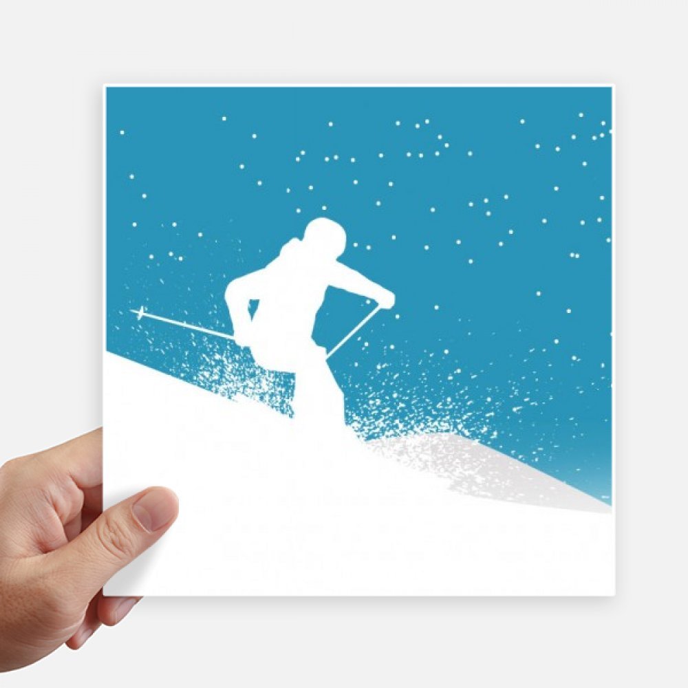 Autocollant carré ski sport de 20 cm stickers valise et ordinateur