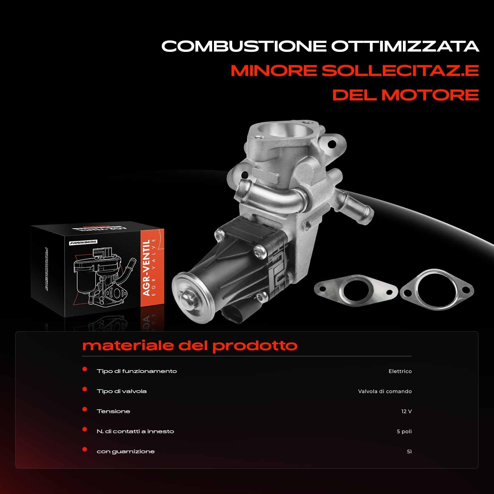 Frankberg Valvola EGR per il ricircolo dei gas di scarico modello dal 2011 | BK2Q9D475CC; Compatibile con: Autobus Transit V363 FAD FBD, Transit Box FA, Transit Custom V362 Box