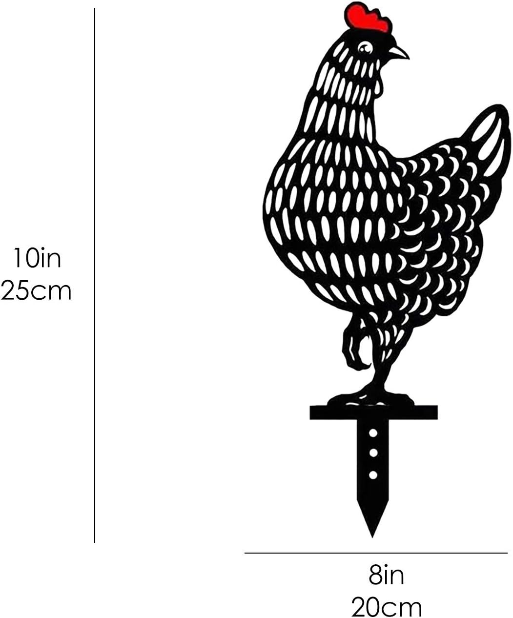 WujiJia Metal Rooster Decorative Garden Stakes, Chicken Yard Art Outdoor Garden Decor Black Rooster Silhouette Stake for Yards, Gardens Spring Decor, Metal Hen Yard Decor Gift 9.84Inch : Patio, Lawn & Garden