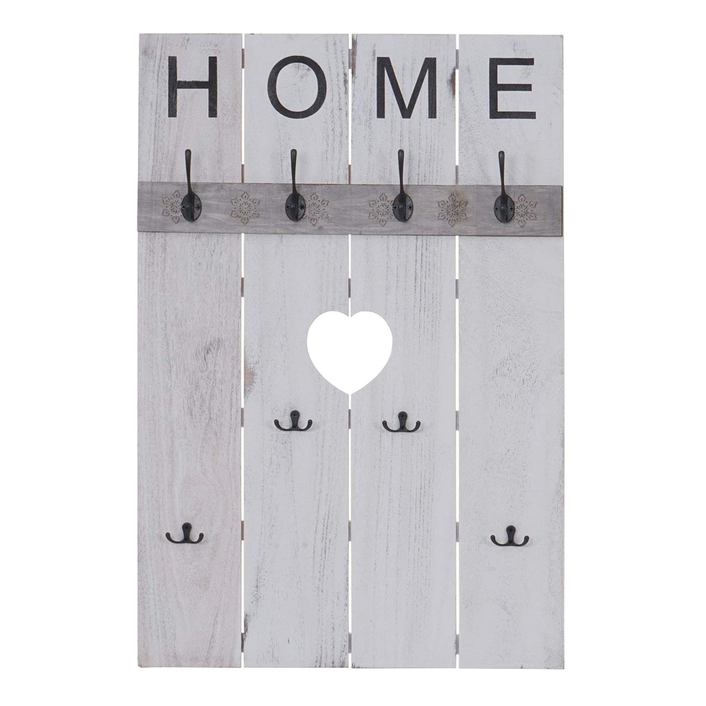 Mendler HWC-C89AM Home - Perchero de Pared Colgador Ropa, 8 Ganchos, 91 x 60 cm, Color Blanco