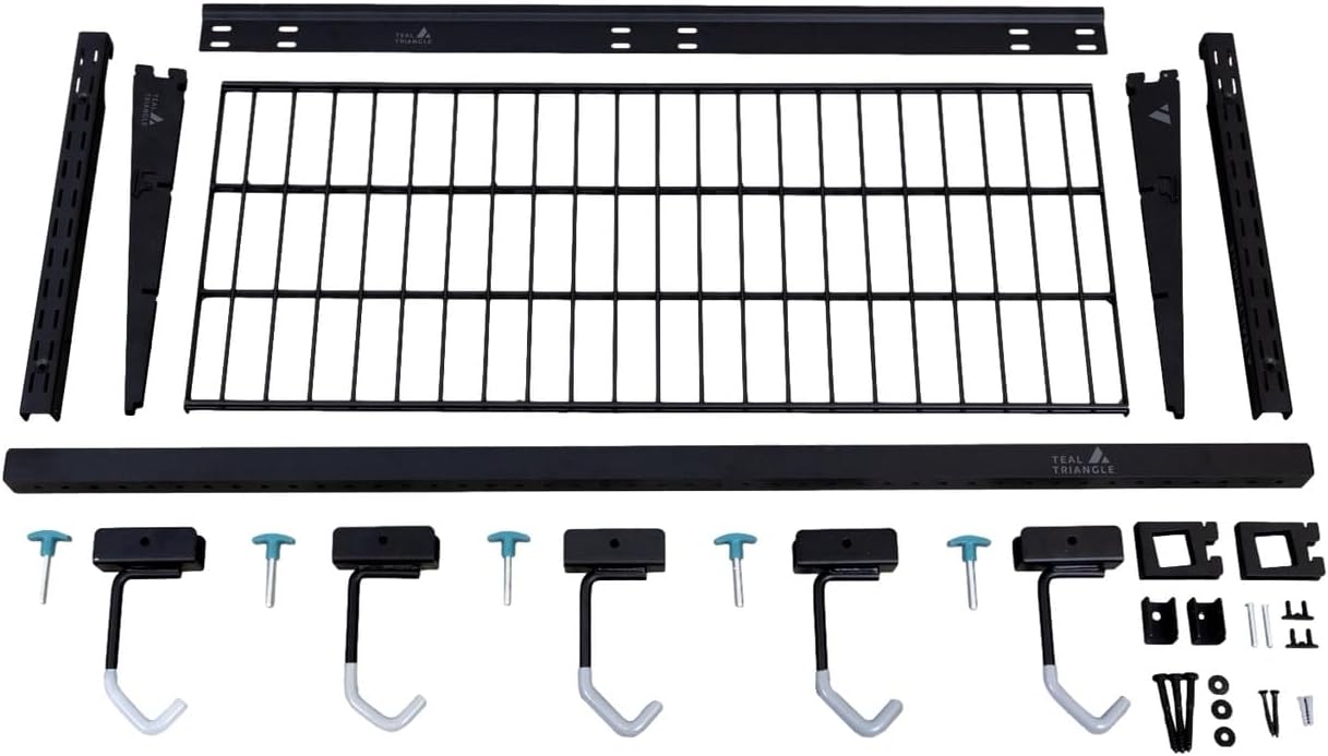 StoreYourBoard Solitude Ski Wired Storage Rack and Shelf, Wall Mount Organizer Holds 10 Pairs of Skis and Accessories, Heavy Duty Supports 300 lbs