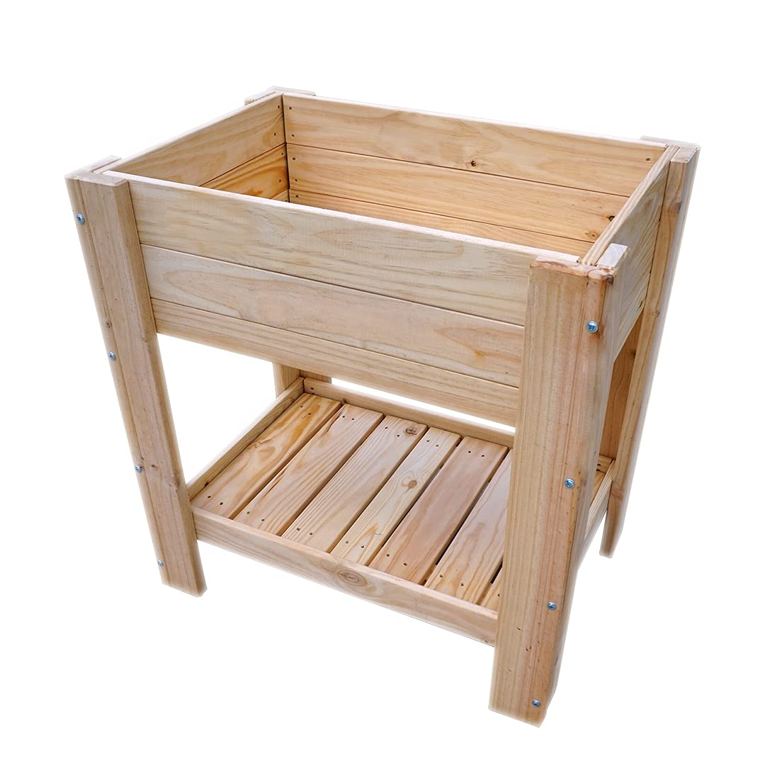 PLANTAWA Mesa de Cultivo, Mesa Rectangular, Mesa de Madera para Huerto Urbano, 80 x 64 x 117 cm, Jardinera Exterior para Terraza Jardín Monta tu Huerto Grande