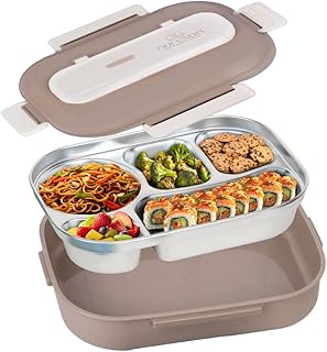 Stainless Steel 304 Bento Box – 5-Compartment Leak-Proof Lunch Box with ...