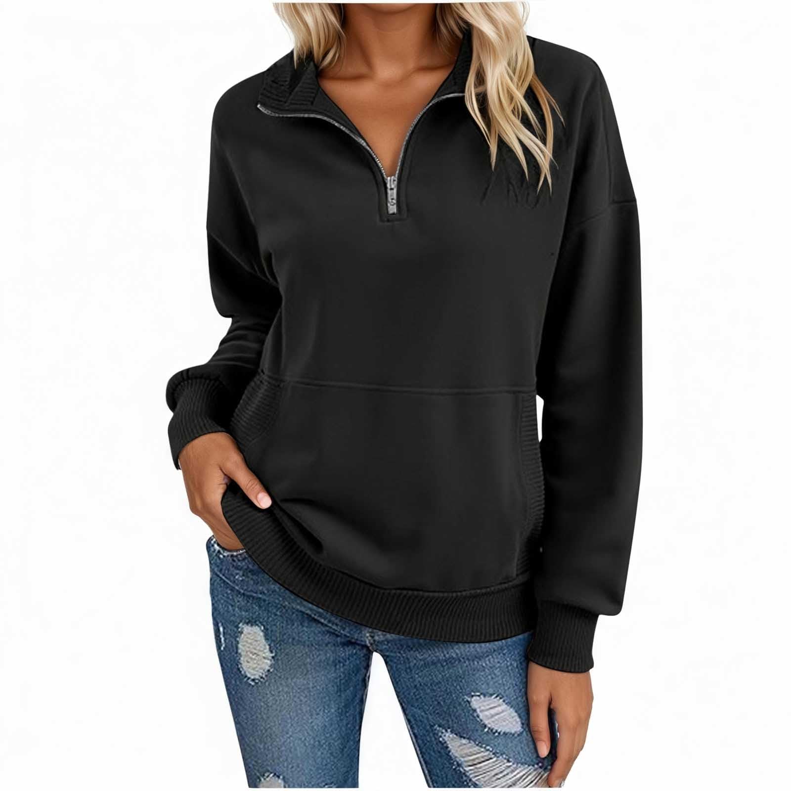 Genérico Sudadera sin Capucha con Cuello en V Manga Larga y Bolsillo con Cremallera para Mujer Ideal para Uso Diario Oficina o Vacaciones confeccionada en Tejido y cálido otoño e Invierno Estilo