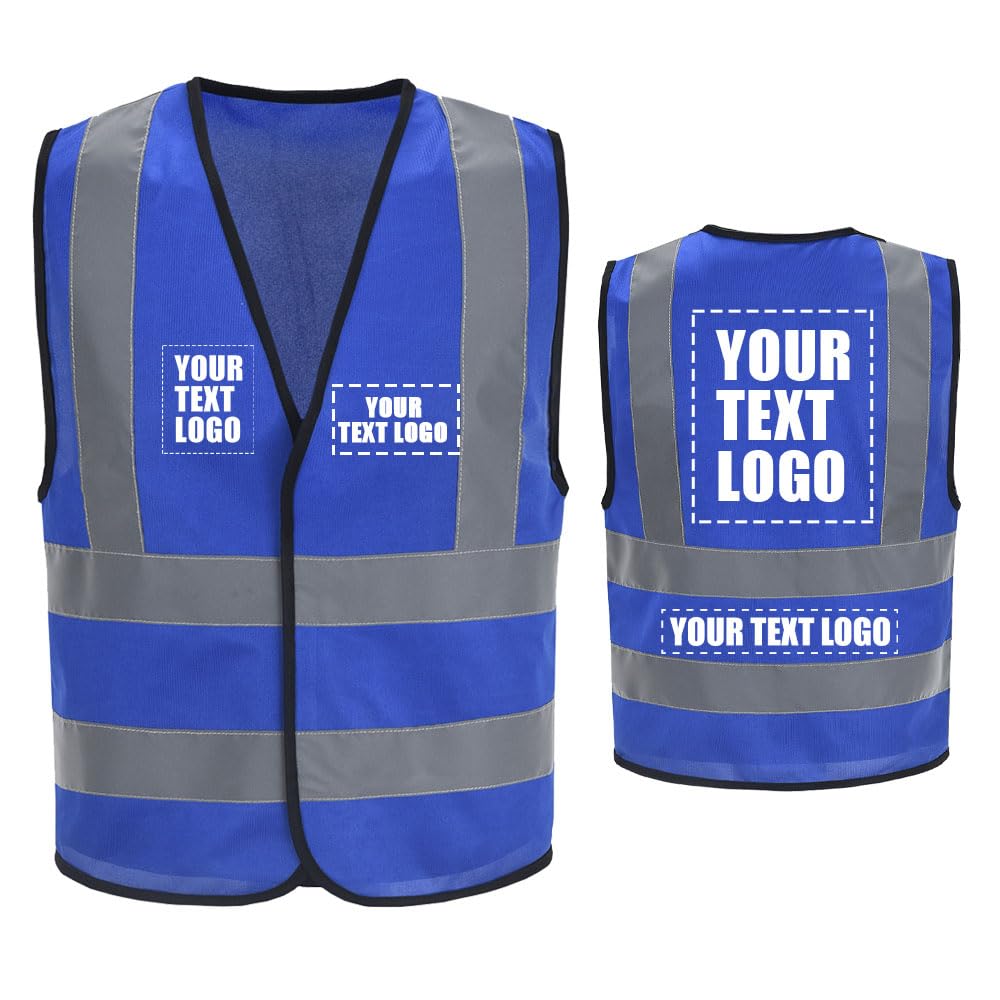 AYKRM Customization Logo Hi viz Vest Blue Reflective Vest XXXL High Visibility Executive Waistcoat