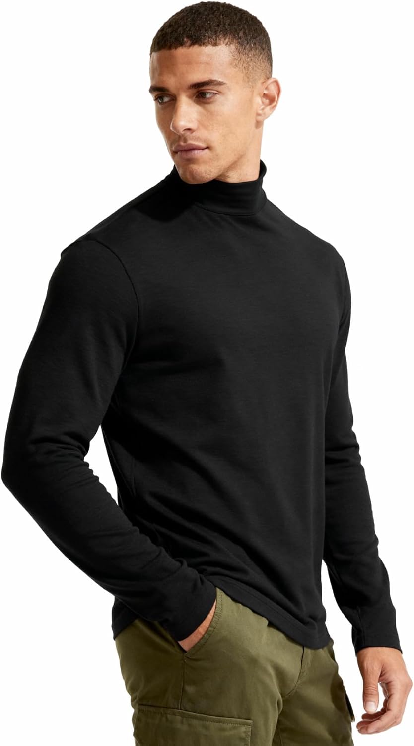 Mens Mock Turtleneck Long Sleeve Shirts Thermal Pullover Tops Casual Basic Knitted Undershirt - Image 2